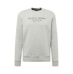 JACK & JONES Mikina 'BLUASTON'  tmavě šedá / šedý melír / červená / bílá