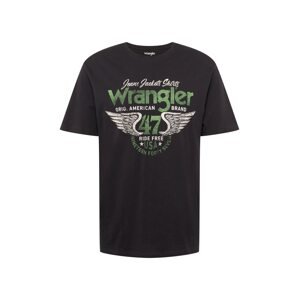 WRANGLER Tričko 'AMERICANA'  zelená / černá / bílá