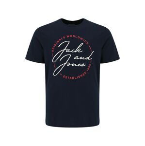 Jack & Jones Plus Tričko 'JERRYS'  námořnická modř / červená / bílá