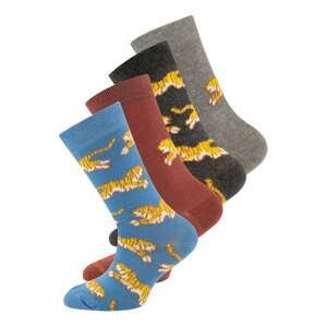 EWERS Ponožky  kouřově modrá / šedý melír / pastelově červená / černý melír