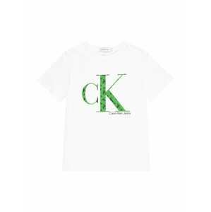 Calvin Klein Jeans Tričko  bílá / zelená / černá