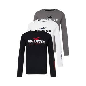 HOLLISTER Tričko  šedá / červená / černá / offwhite