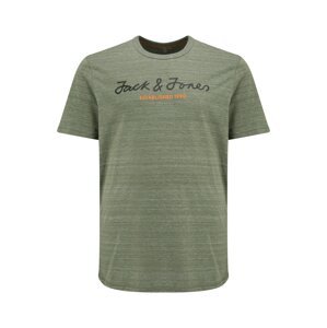 Jack & Jones Plus Tričko 'BERG'  khaki / oranžová / černá