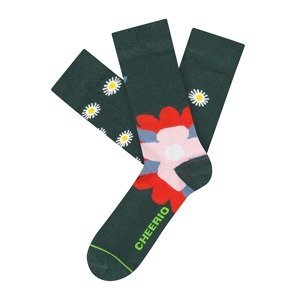 CHEERIO* Ponožky 'Alpine Daisies'  mix barev / tmavě zelená