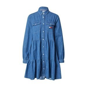 Tommy Jeans Košilové šaty  modrá džínovina / červená / bílá