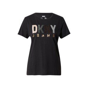 DKNY Tričko  černá / béžová / tmavě šedá / stříbrná