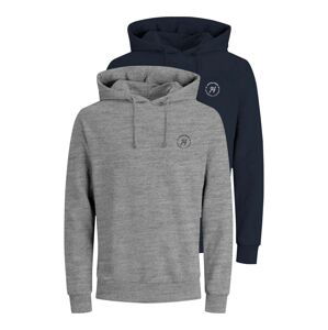 Jack & Jones Plus Mikina 'Jaxon'  námořnická modř / šedý melír / bílá