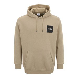 Jack & Jones Plus Mikina 'LOCK'  tmavě béžová / černá