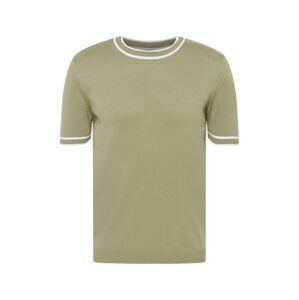 BURTON MENSWEAR LONDON Tričko  khaki / bílá