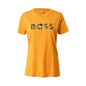 BOSS Orange Tričko 'Elogo'  zlatě žlutá / tmavě zelená / lososová / černá