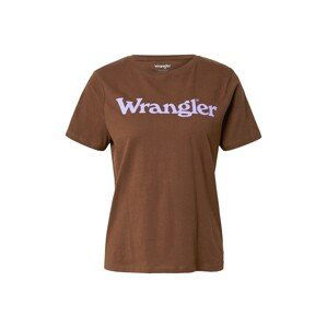 WRANGLER Tričko  hnědá / bílá