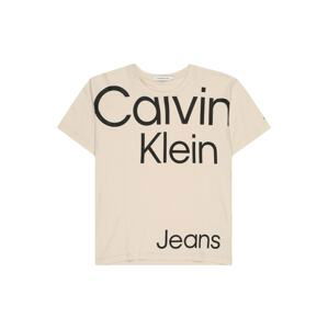 Calvin Klein Jeans Tričko  starobéžová / černá