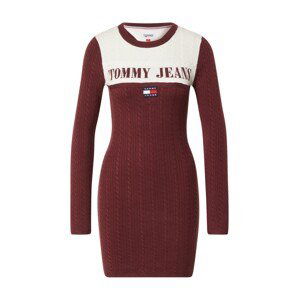 Tommy Jeans Úpletové šaty  bordó / bílá