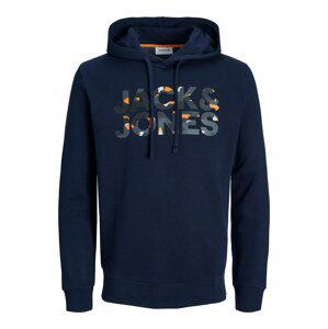 JACK & JONES Mikina 'Ramp'  námořnická modř / kouřově modrá / oranžová / černá