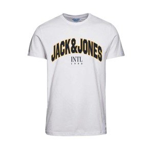 JACK & JONES Tričko 'CIRCLE'  námořnická modř / žlutá / bílá