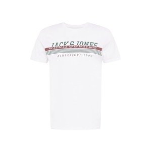 JACK & JONES Tričko 'Iron'  zelená / pastelově červená / bílá