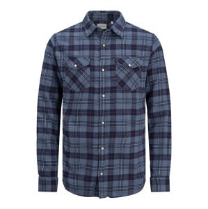 JACK & JONES Košile 'SHERIDAN'  kouřově modrá / tmavě modrá / červená