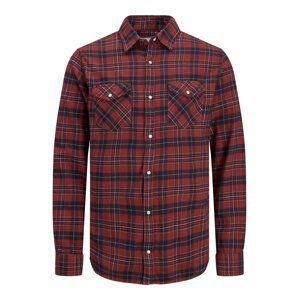 JACK & JONES Košile 'SHERIDAN'  námořnická modř / burgundská červeň / hnědá / bílá