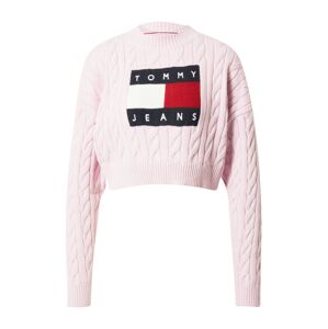 Tommy Jeans Svetr  noční modrá / růžová / ohnivá červená / bílá