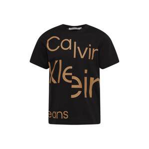 Calvin Klein Jeans Tričko  hnědá / černá