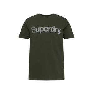 Superdry Tričko  šedý melír / olivová