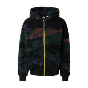 LEVI'S Fleecová mikina 'SHERPA FULL ZIP HOODIE BLACKS'  hnědá / rezavě hnědá / smaragdová / černá