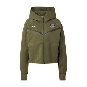 NIKE Sportovní mikina s kapucí  khaki / černá / bílá