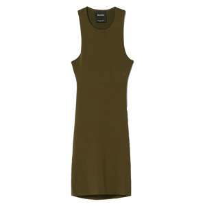 Bershka Úpletové šaty  khaki / stříbrná