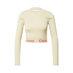 Calvin Klein Jeans Svetr 'Intarsia'  světle béžová / oranžová