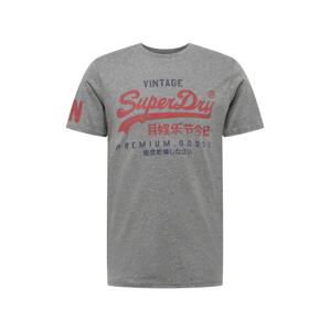 Superdry Tričko  námořnická modř / šedý melír / červená