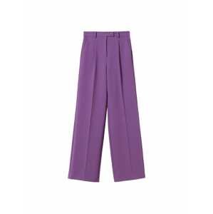 Bershka Kalhoty se sklady v pase  svítivě fialová