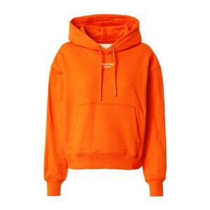 Calvin Klein Jeans Mikina  svítivě oranžová / bílá