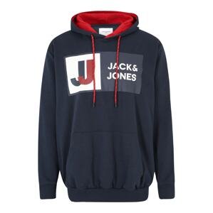 Jack & Jones Plus Mikina 'LOGAN'  námořnická modř / červená / bílá