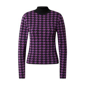 River Island Tričko 'HOUNDSTOOTH'  fialová / černá