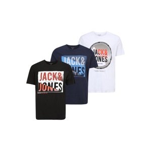 Jack & Jones Plus Tričko 'SCOTT'  černá / námořnická modř / bílá