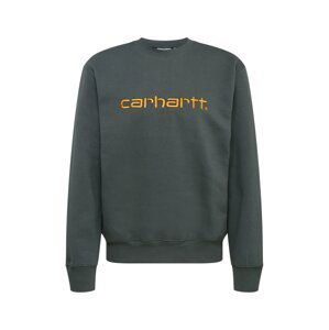 Carhartt WIP Mikina  tmavě zelená / oranžová