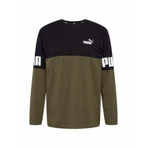 PUMA Funkční tričko  khaki / černá / bílá