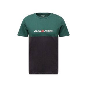 JACK & JONES Tričko  smaragdová / červená / černá / bílá