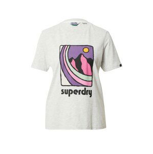 Superdry Tričko  šedý melír / fialová / růžová / černá