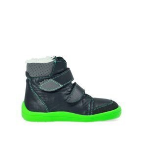 BEDA ZIMNÍ VYŠŠÍ MARCUS Black/Green - užší kotník | Dětské zimní zateplené barefoot boty - 34