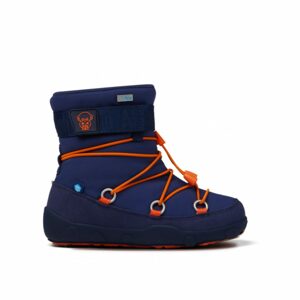 AFFENZAHN SNOWY WITTY VEGAN SNOWBOOT ELEPHANT Blue | Dětské zimní zateplené barefoot boty - 25