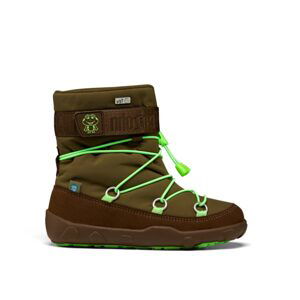 AFFENZAHN SNOWY WITTY VEGAN SNOWBOOT FROG Green Brown | Dětské zimní zateplené barefoot boty - 24