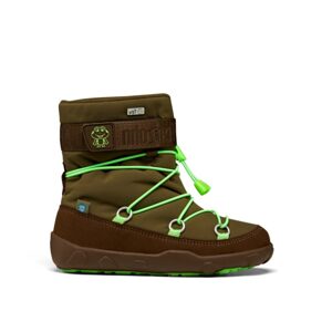 AFFENZAHN SNOWY WITTY VEGAN SNOWBOOT FROG Green Brown | Dětské zimní zateplené barefoot boty - 28