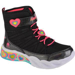 ČERNÉ DÍVČÍ SVÍTÍCÍ SNĚHULE SKECHERS SWEETHEART LIGHTS 302661L-BKHP Velikost: 32