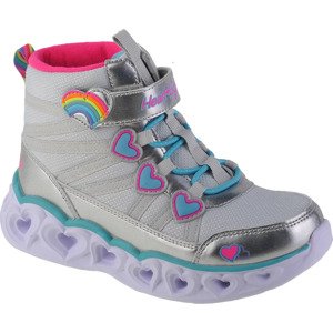 STŘÍBRNÉ DÍVČÍ SVÍTÍCÍ TENISKY SKECHERS SWEETHEART LIGHTS - SWEET STYLING 302668L-SMLT Velikost: 30