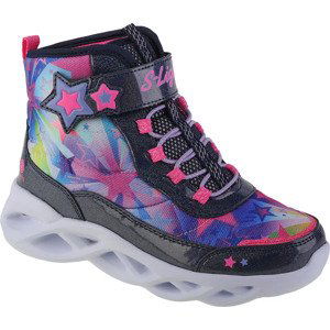 BAREVNÉ DÍVČÍ SVÍTÍCÍ KOTNÍKOVÉ TENISKY SKECHERS TWISTY BRIGHTS - SWEET STARZ 302690L-NVMT Velikost: 29