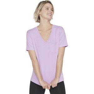 SVĚTLE RŮŽOVÉ DÁMSKÉ TRIČKO SKECHERS GO DRI SERENE V-NECK TEE WTO80-LVLP Velikost: S