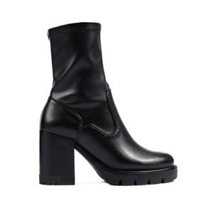 Elegantní dámské černé kotníkové boty na podpatku 23-12258B Velikost: 39