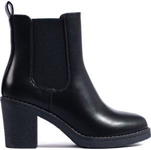 Klasické černé kotníkové boty na sloupkovém podpatku DES629P-B.PU Velikost: 38