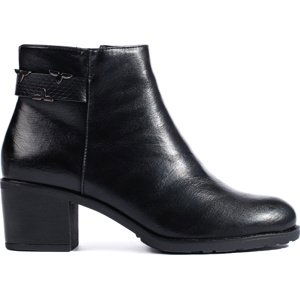 Klasické černé kotníkové boty na podpatku SA128-26B.PU Velikost: 41